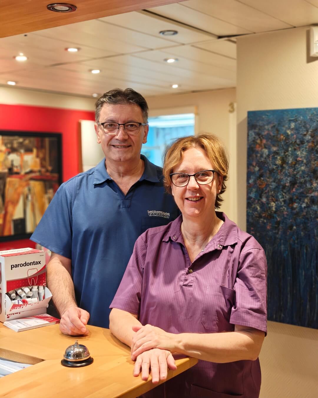 Tandläkare Radovan Tosic i Köping med tandsköterska Annette Eriksson på TaraDent AB.